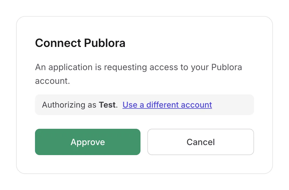Publora's consent screen asking to give Claude access to the named account