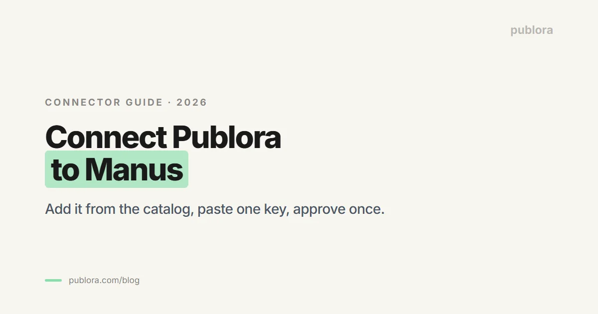 How to Connect Publora to Manus: Connector Setup (2026)