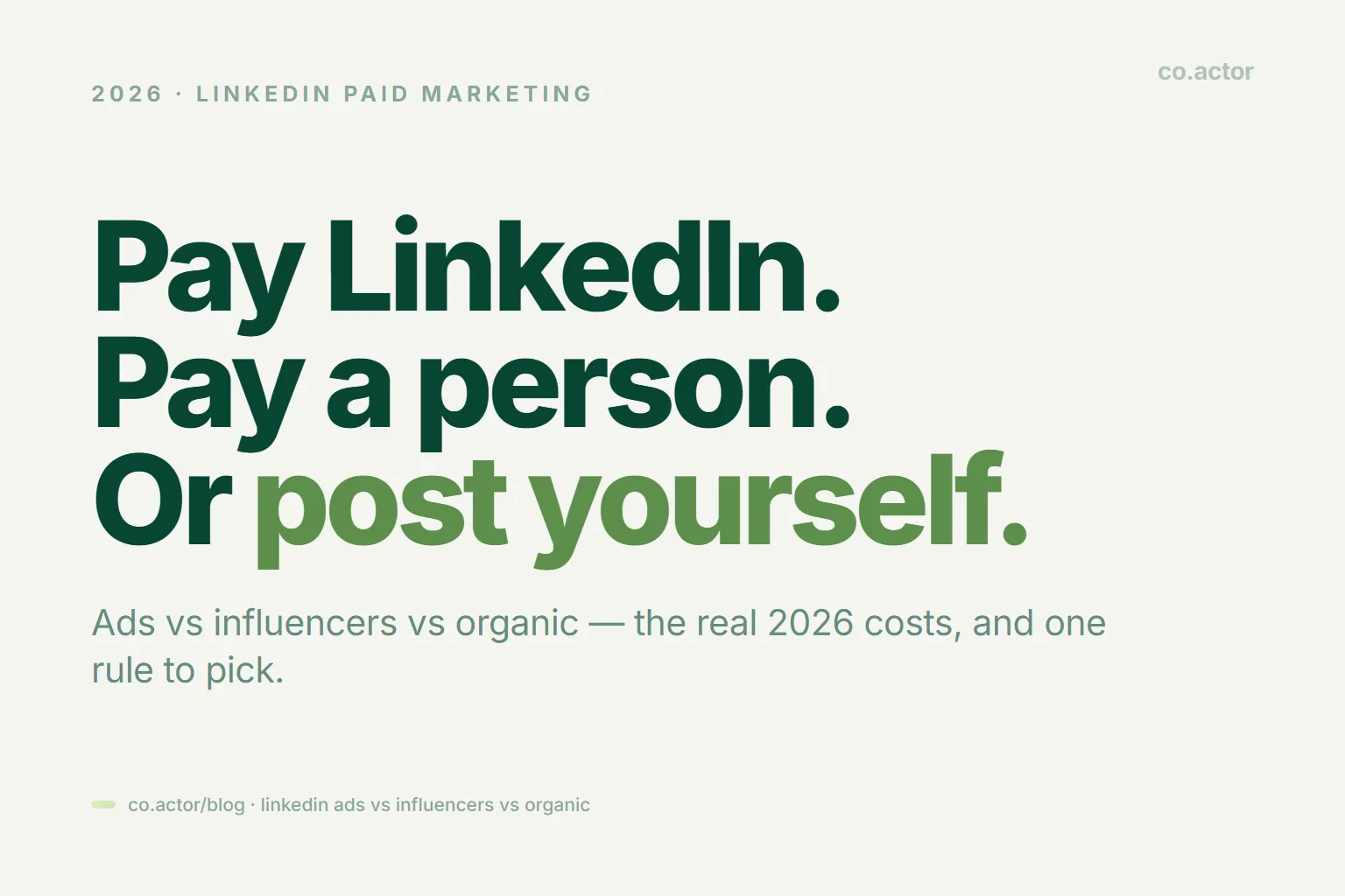 LinkedIn Ads vs Influencers vs Organic 2026: Which Is Worth It?