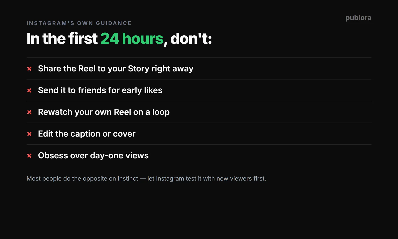 What Instagram says not to do in the first 24 hours after posting a Reel