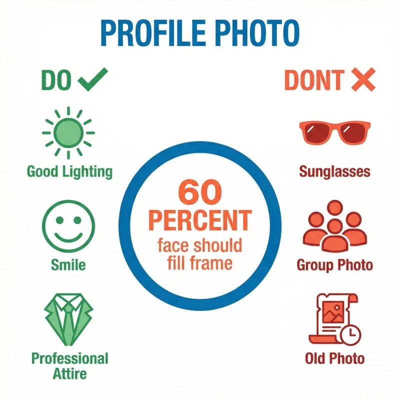 Profile Photo Do's and Don'ts - 60% face should fill frame