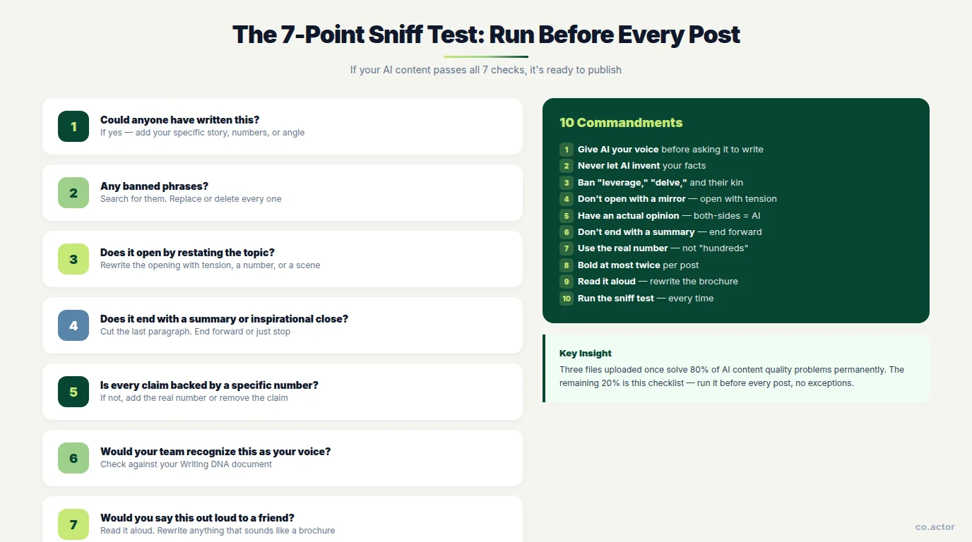 The 7-point sniff test checklist and 10 commandments of anti-AI writing for LinkedIn content