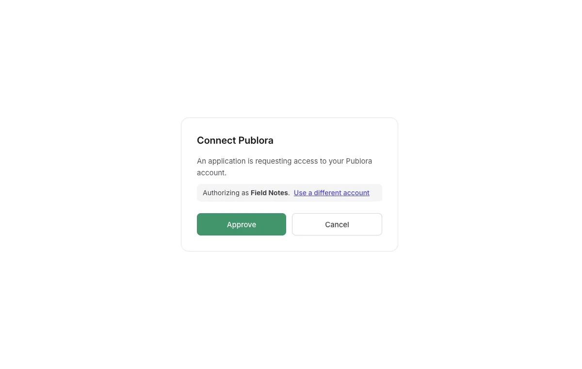 Approving the Framer plugin's access in Publora